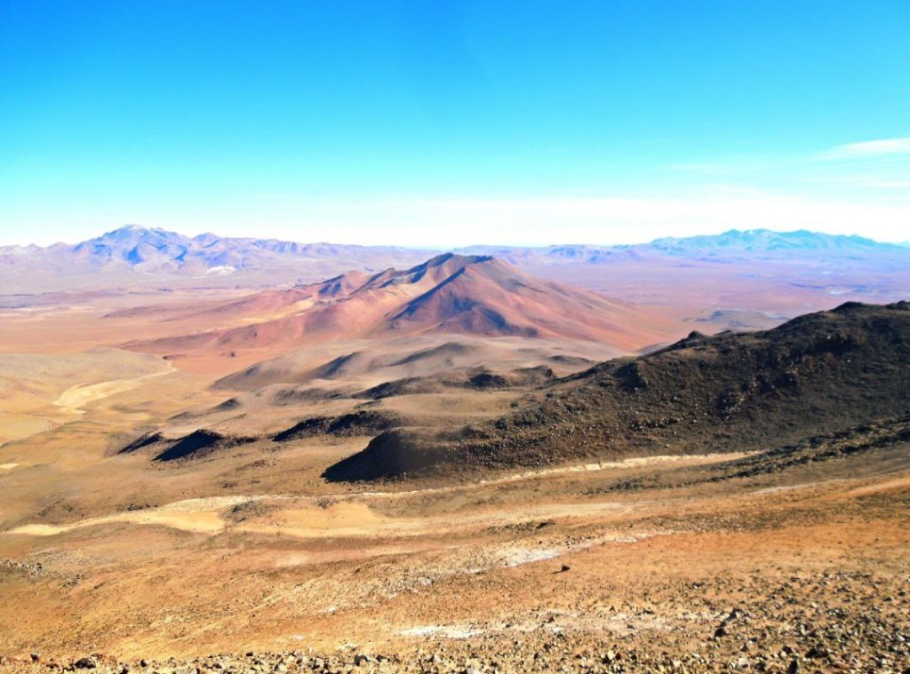 Volcanoes landscape in South America.